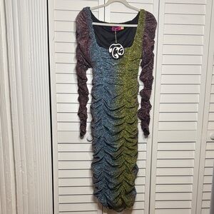 Tyler Mcgillivary Multicolor Long Sleeve Glitter Party Dress